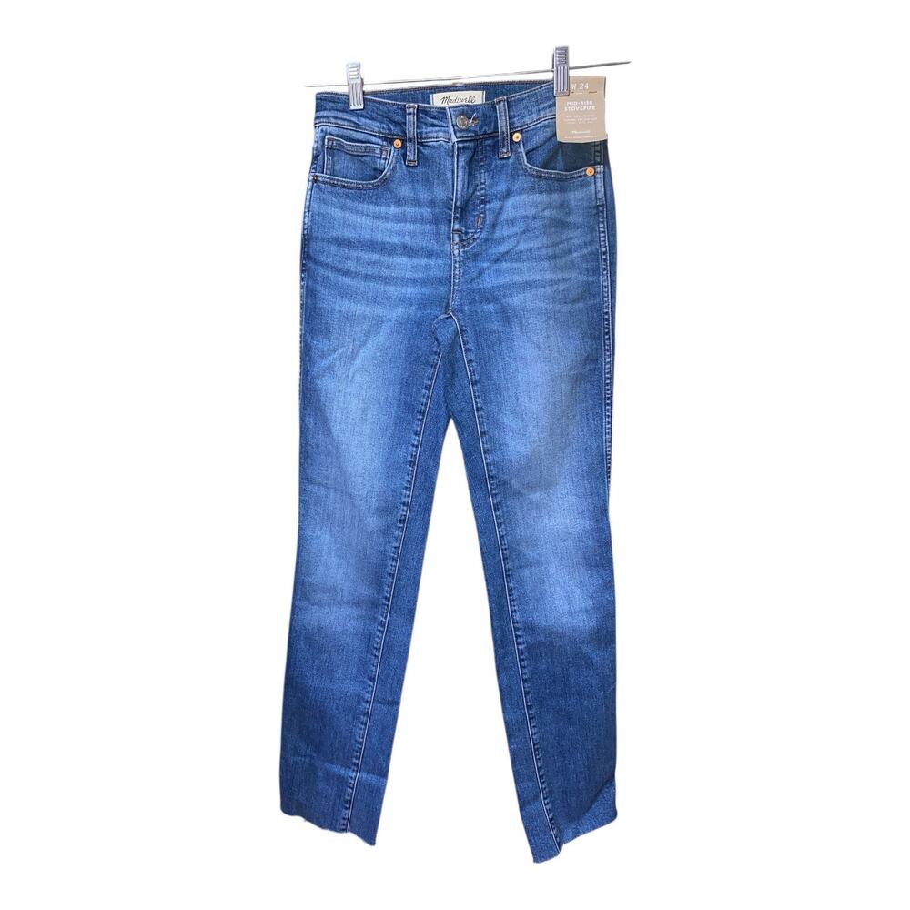MADEWELL Jeans Womens 24 High Rise Skinny Stretch Frayed Hem‎ Denim Blue